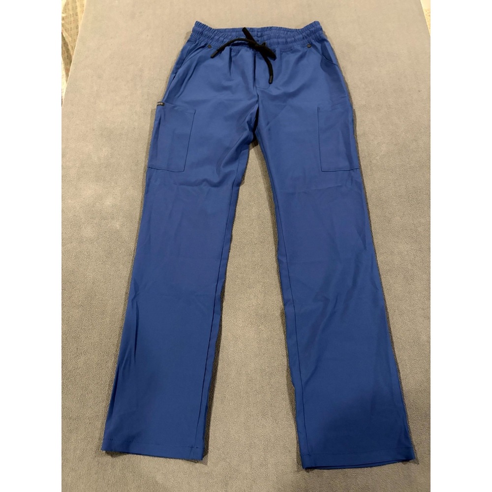 Jaanuu Cargo Scrub Pants Men XS Blue Stretch Drawstring Workwear Utility Pockets